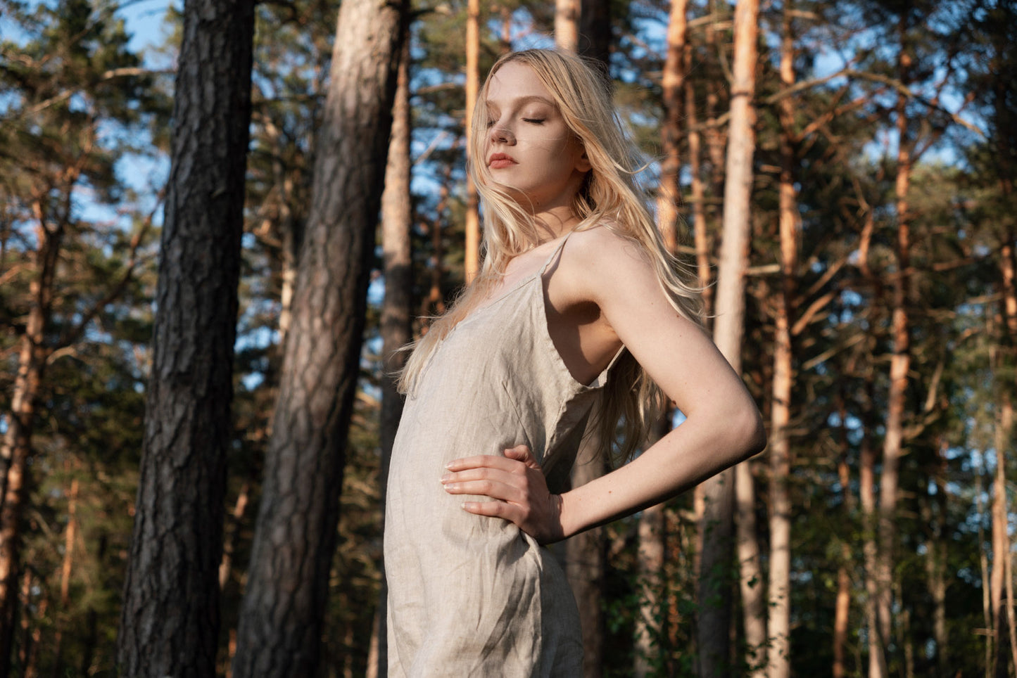 Organic, sustainable and sexy at the same time! Agasåga black short natural linen slip dress, nightdress with straps. This sleepwear is natural, soft, breathable and pure. It’s a conscious and healthy choice for your body and environment that embraces genuine selflove and selfcare. Handmade with love in the North.