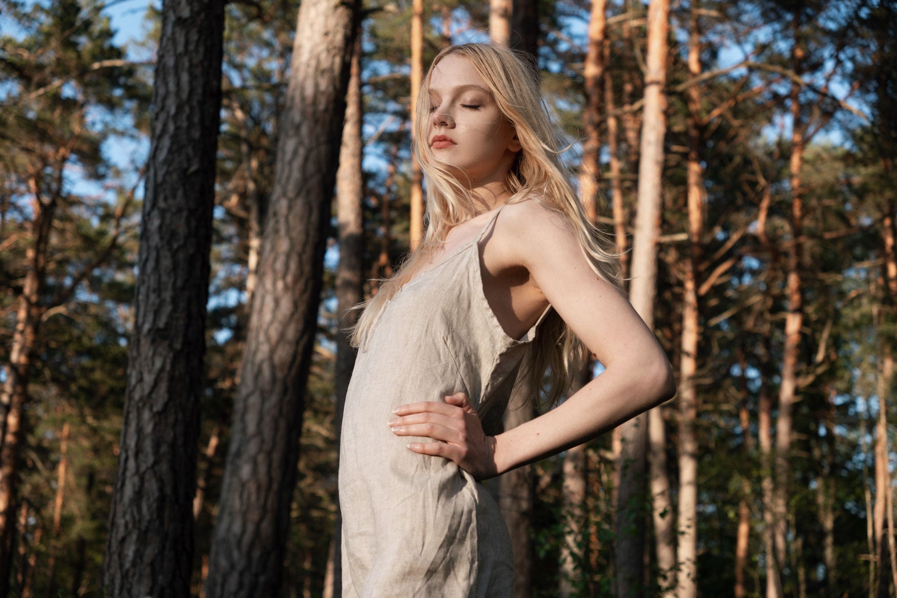 Organic, sustainable and sexy at the same time! Agasåga black short natural linen slip dress, nightdress with straps. This sleepwear is natural, soft, breathable and pure. It’s a conscious and healthy choice for your body and environment that embraces genuine selflove and selfcare. Handmade with love in the North.
