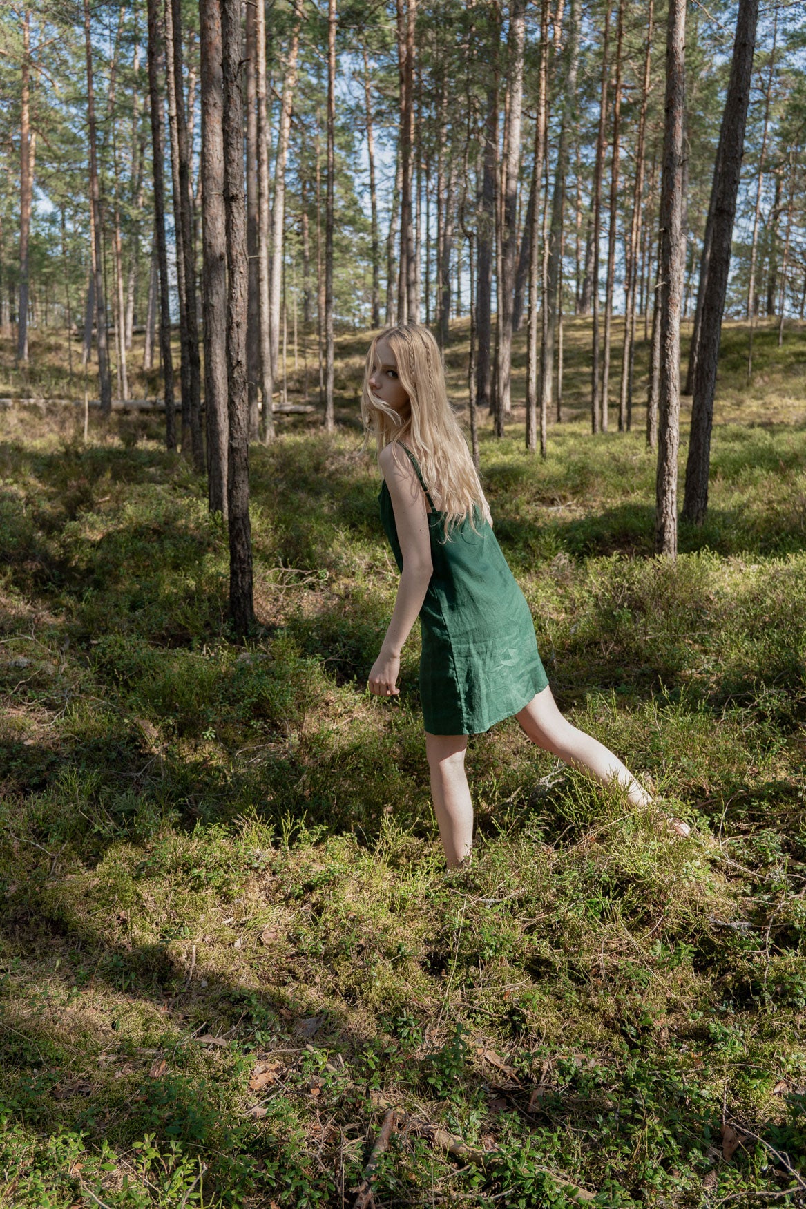Organic, sustainable and sexy at the same time! Agasåga green short natural linen slip dress, nightdress with straps. This sleepwear is natural, soft, breathable and pure. It’s a conscious and healthy choice for your body and environment that embraces genuine selflove and selfcare. Handmade with love in the North.
