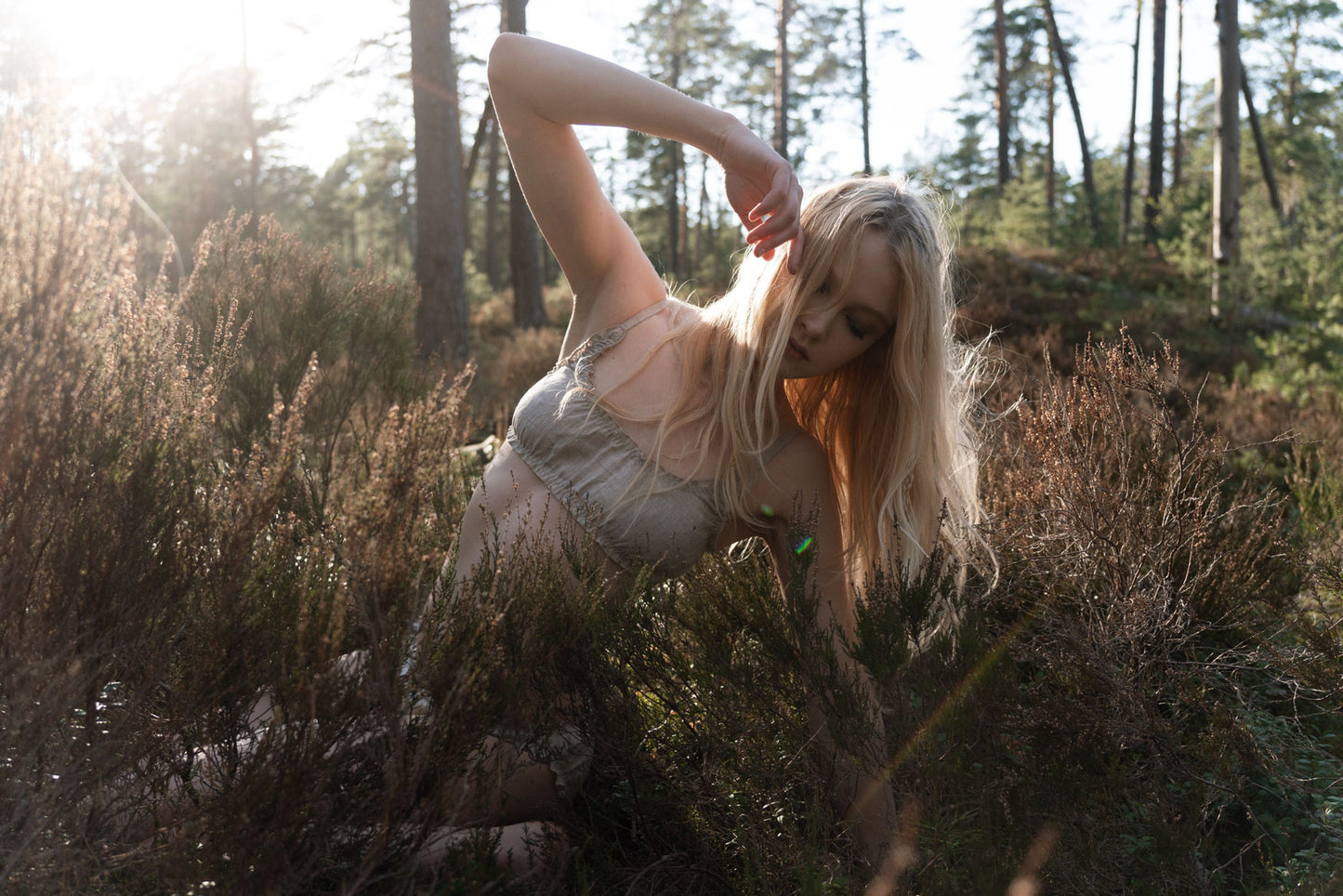 Organic, sustainable, sexy white linen underwear set with a cute beige bra bralette with straps and thong or bikini panties. This linen lingerie is natural, comfortable, soft and pure. These undies are a conscious, healthy choice for your body and environment.