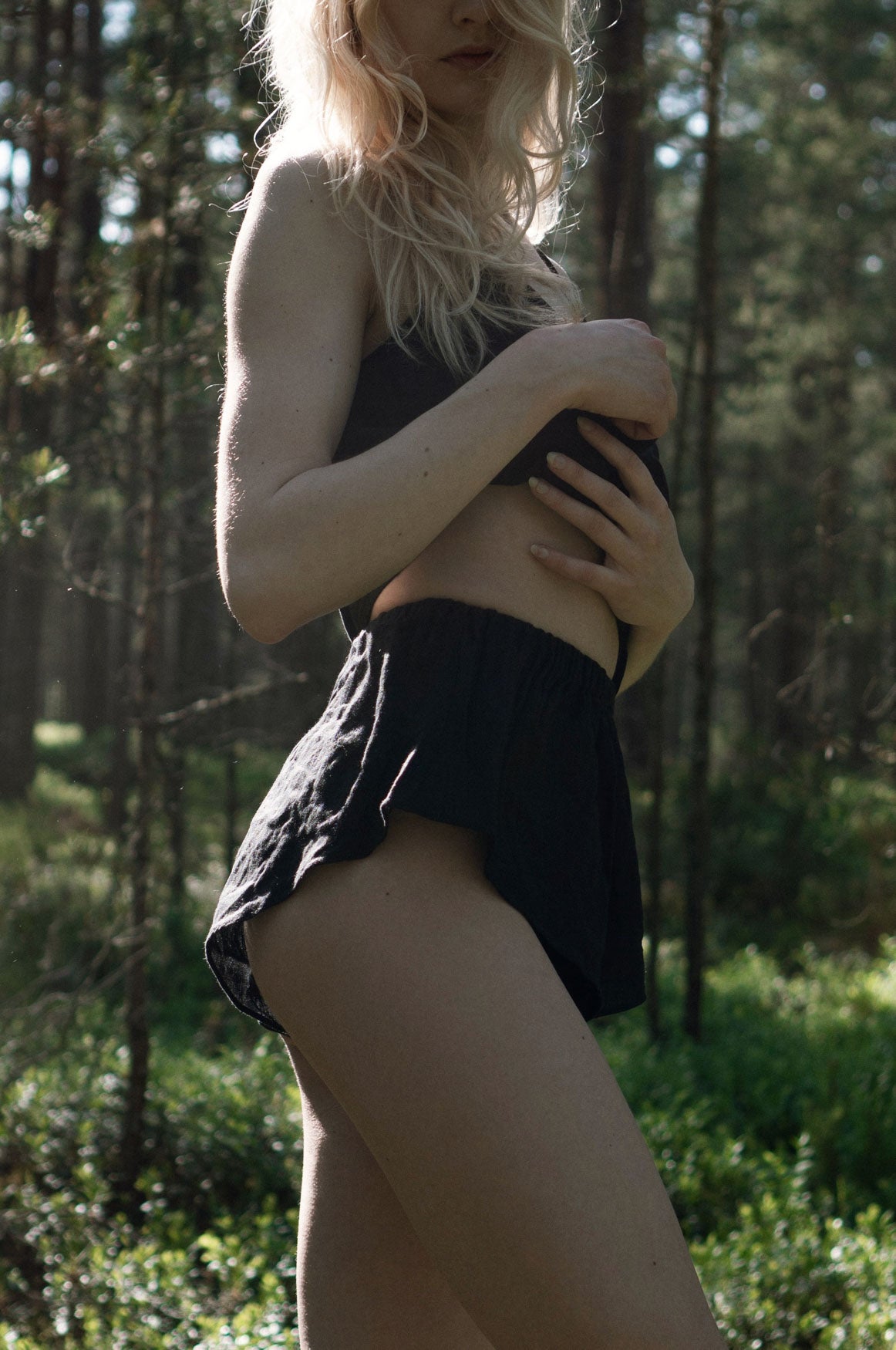 Organic, sustainable and sexy at the same time! Agasåga black natural linen nightwear set with shorts and camisole top. This sleepwear is natural, soft, breathable and pure. It’s a conscious and healthy choice for your body and environment that embraces genuine selflove and selfcare. Handmade with love in the North.