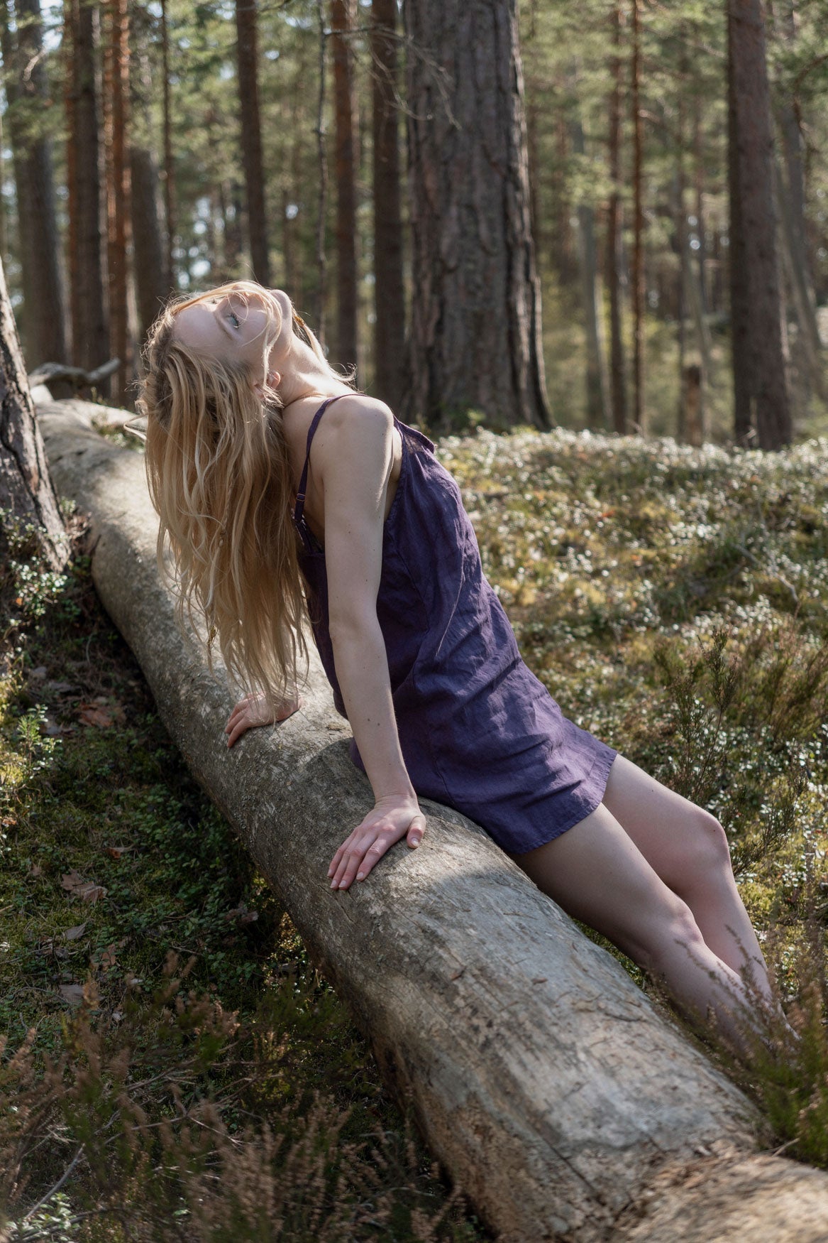 Organic, sustainable and sexy at the same time! Agasåga purple short natural linen slip dress, nightdress with straps. This sleepwear is natural, soft, breathable and pure. It’s a conscious and healthy choice for your body and environment that embraces genuine selflove and selfcare. Handmade with love in the North.